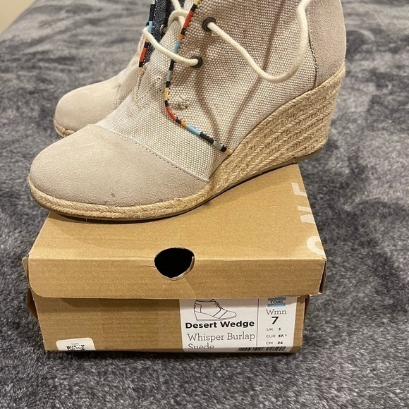Toms Desert Wedge whisper burlap suede espadrille booties - Picture 2 of 8